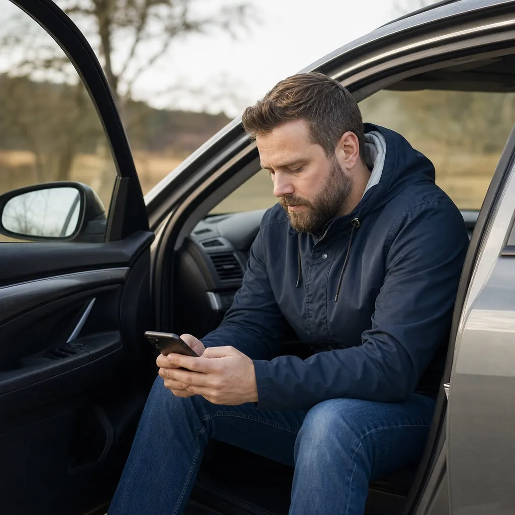 Skadeanmälan på mobil efter trafikolycka